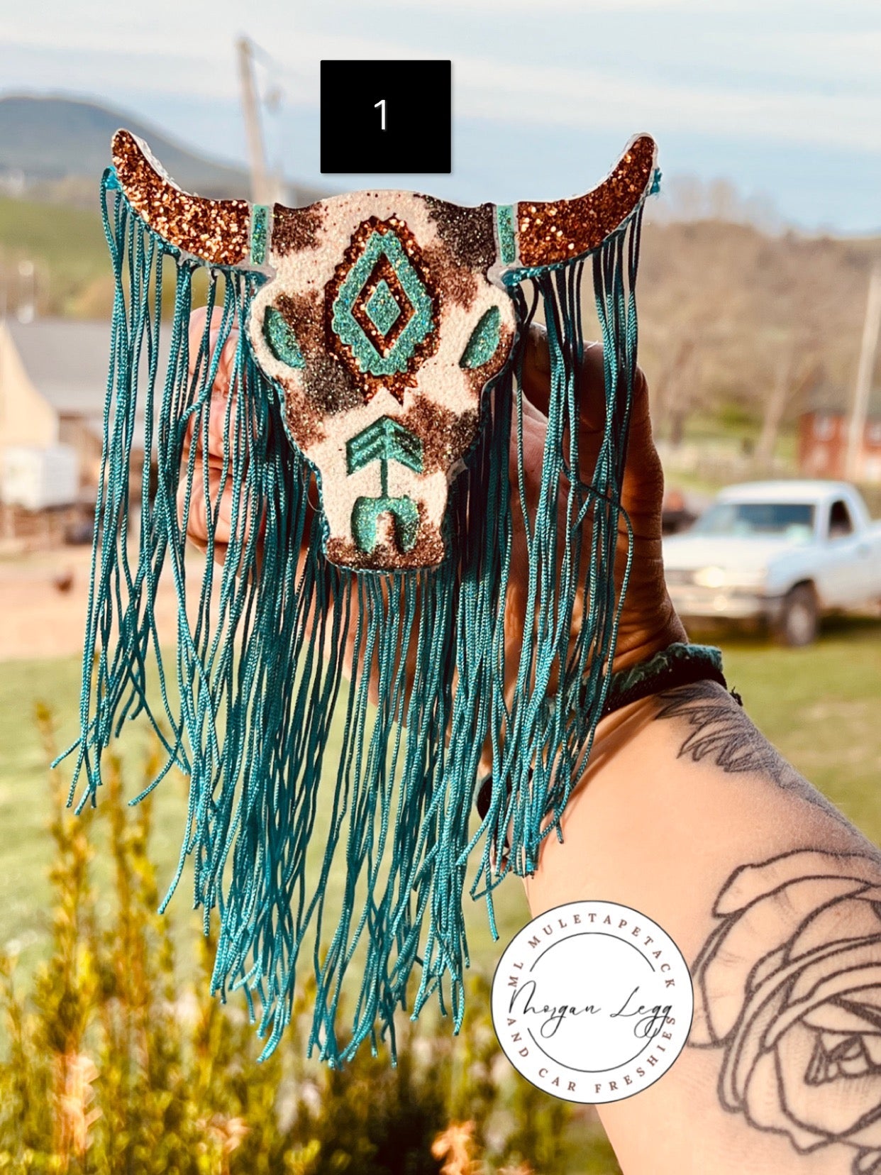 Megan - Tote with Boho Fringe, Braided Handle Chocolate / Turquoise Pendant